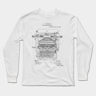 Type Writing Machine Vintage Patent Hand Drawing Long Sleeve T-Shirt